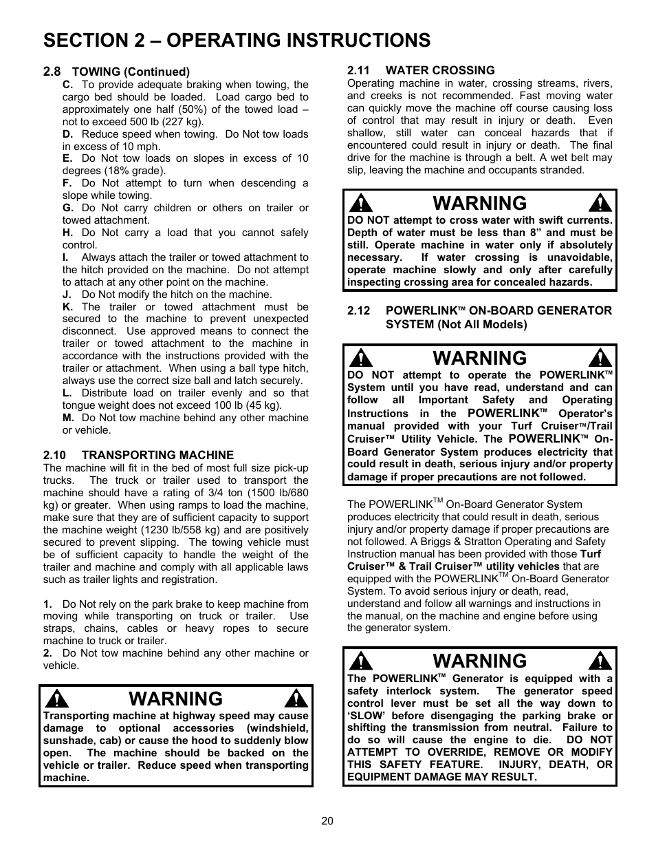 Warning | Simplicity UVGT1621BV User Manual | Page 20 / 36