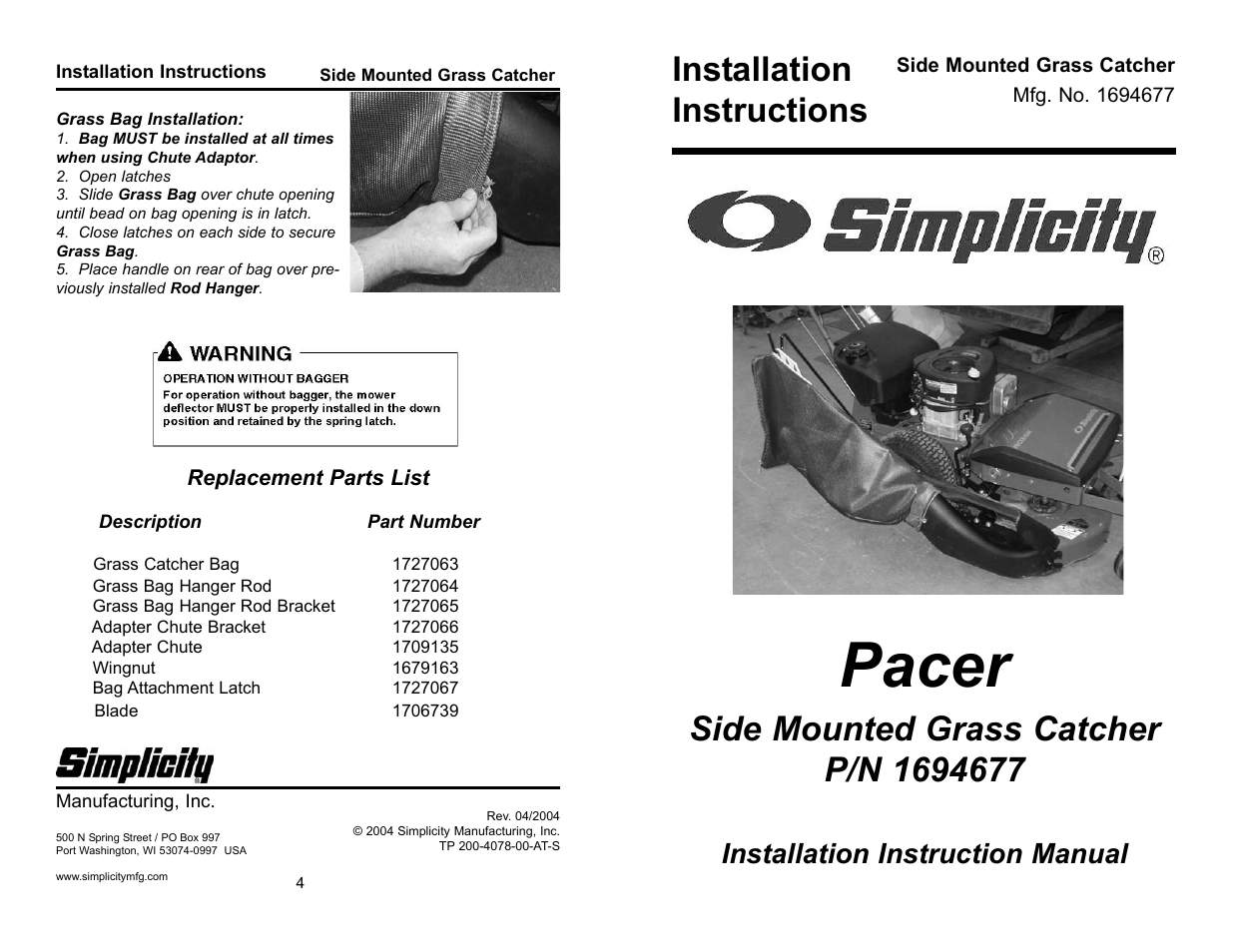 Simplicity 1694677 User Manual | 2 pages