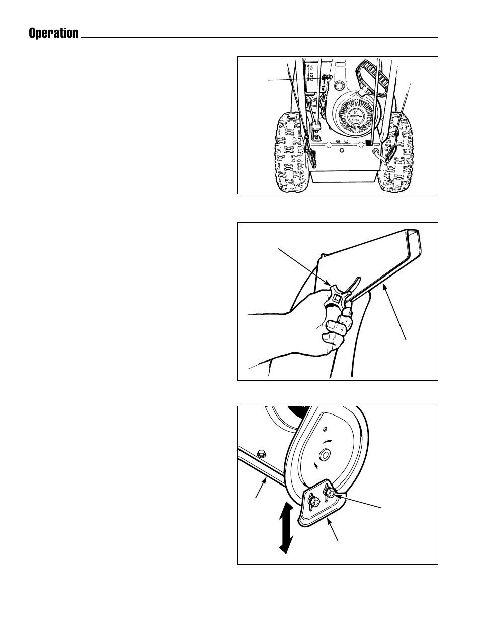 Operation, Engine speed, Ground speed selector | Deflector, Scraper bar & skid shoes | Simplicity 1693426 755E User Manual | Page 14 / 28