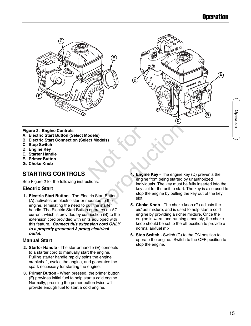 Not for reproduction, Operation | Simplicity SMI I924E User Manual | Page 15 / 38
