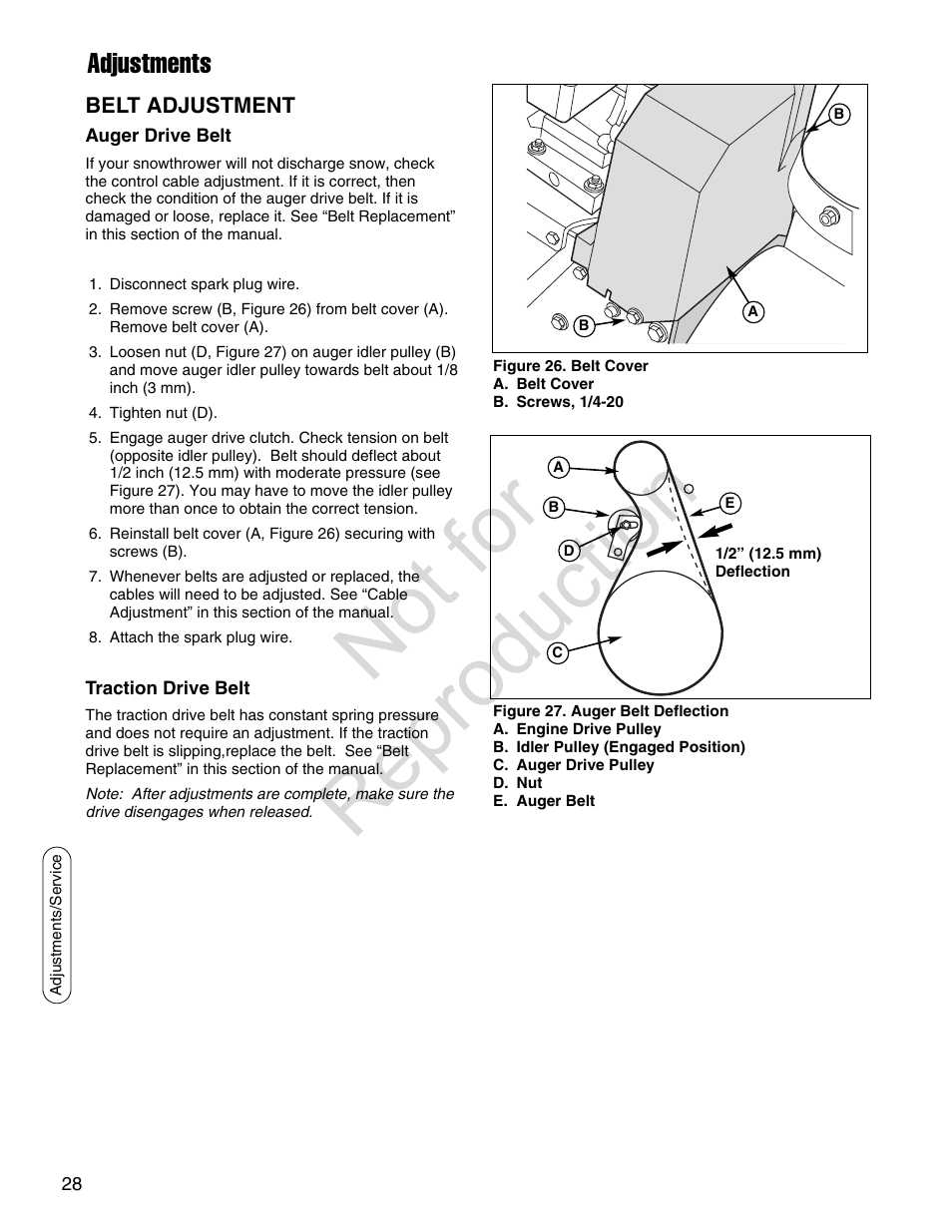Not for reproduction, Adjustments | Simplicity SMI I924E User Manual | Page 28 / 38
