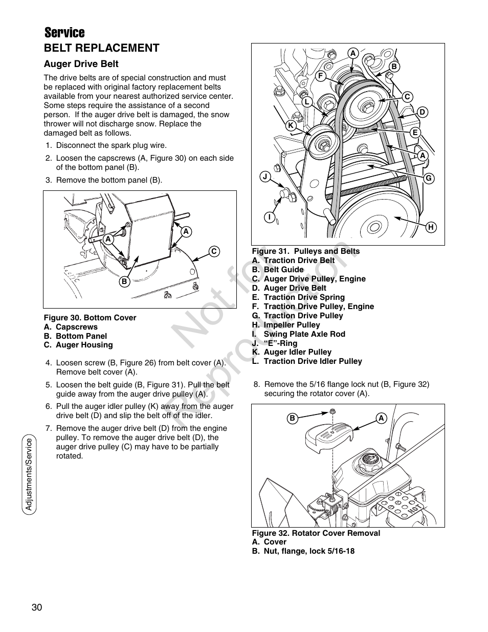 Not for reproduction, Service | Simplicity SMI I924E User Manual | Page 30 / 38