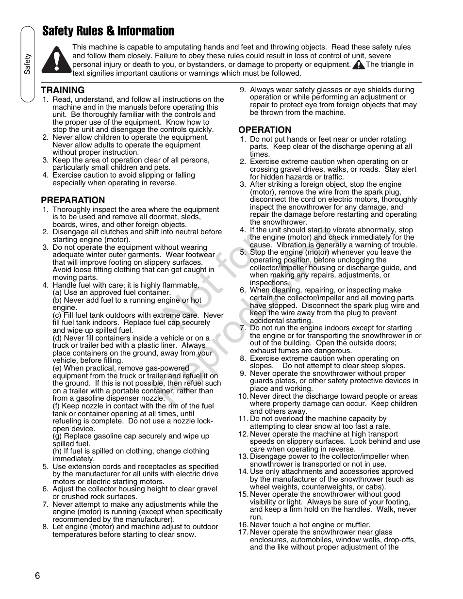 Not for reproduction, Safety rules & information | Simplicity SMI I924E User Manual | Page 6 / 38
