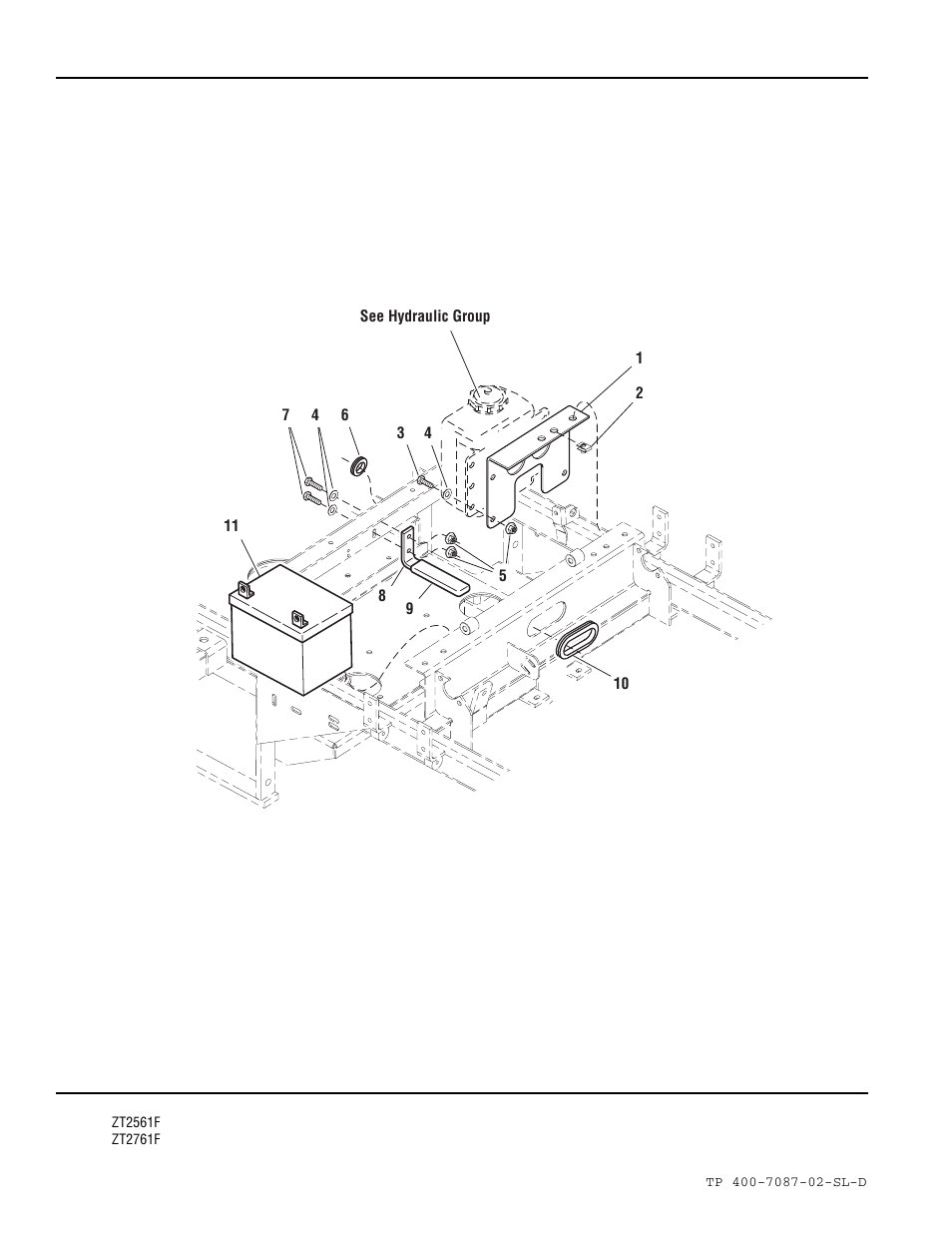 Reservoir mount & battery group | Simplicity ZT2761F User Manual | Page 42 / 75