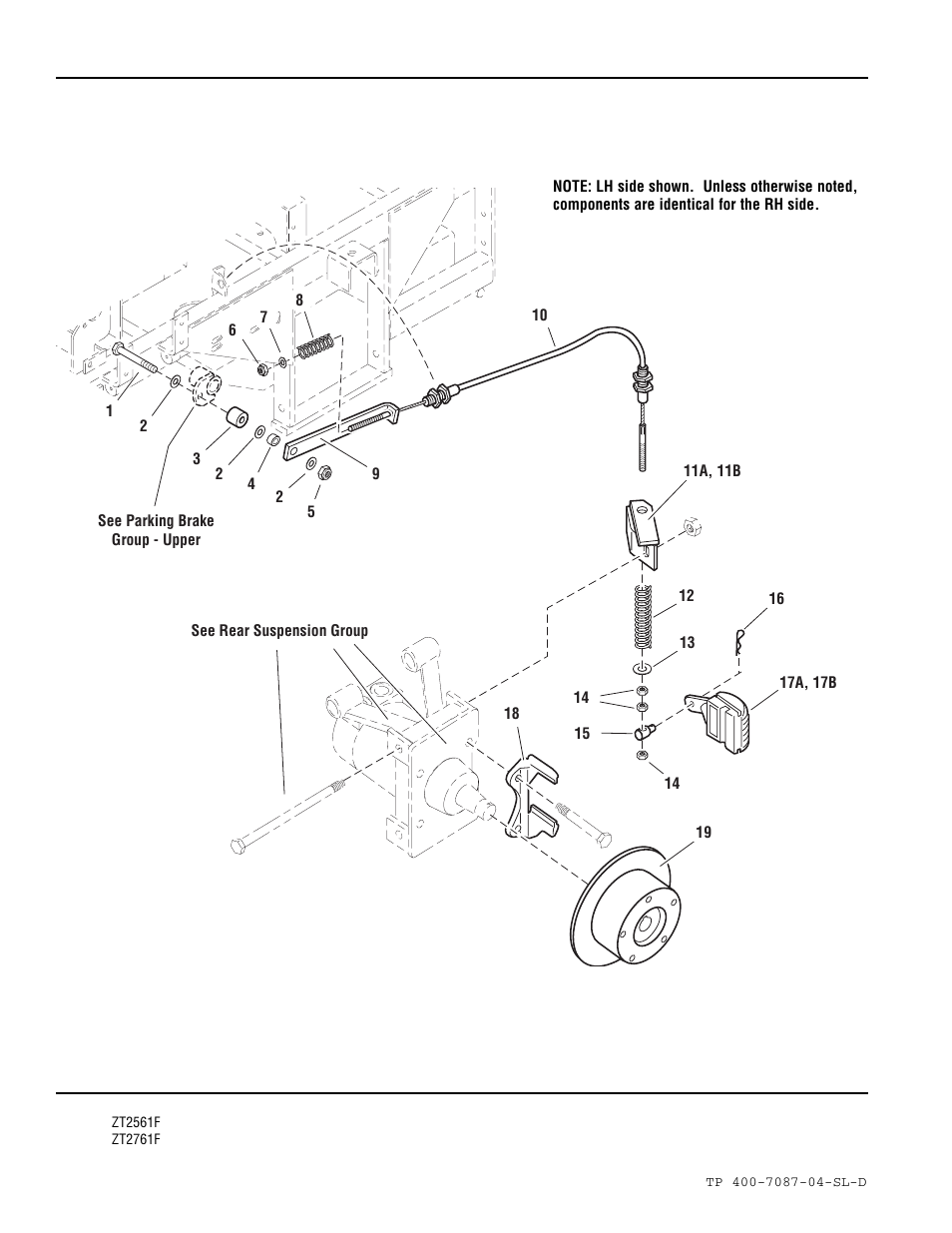 Parking brake group-lower | Simplicity ZT2761F User Manual | Page 46 / 75