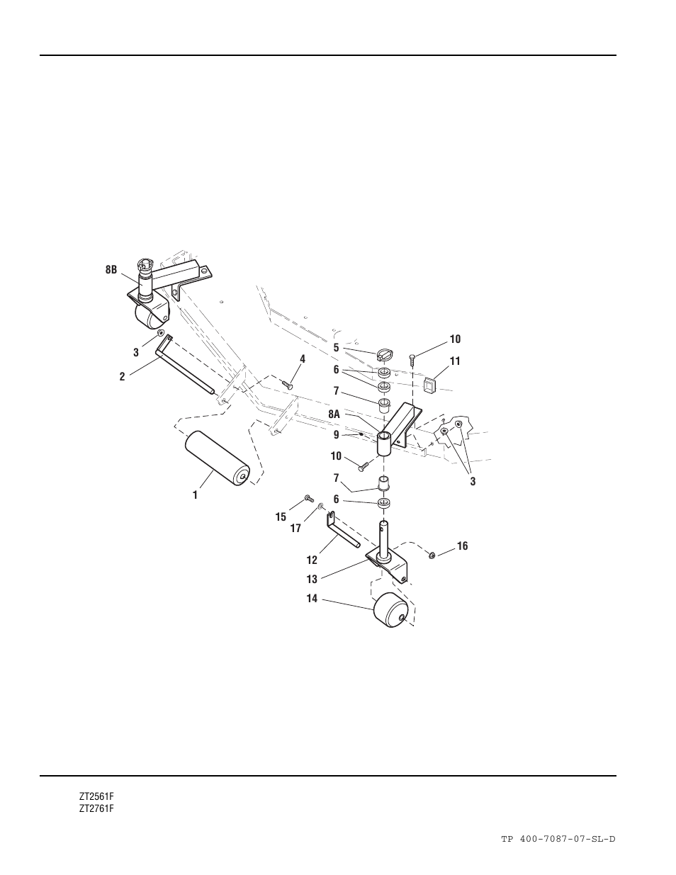 61” mower deck - rollers & casters | Simplicity ZT2761F User Manual | Page 72 / 75