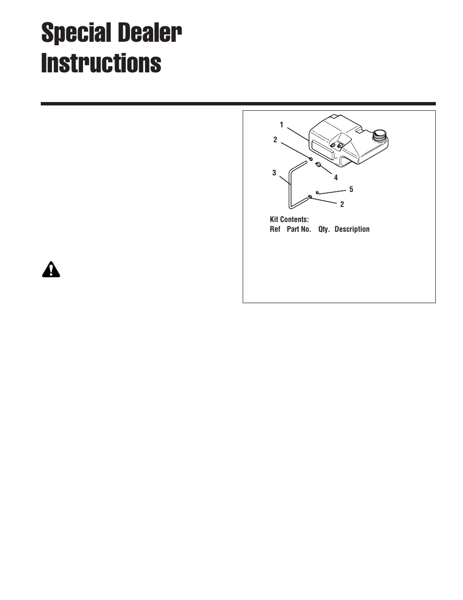 Special dealer instructions, Update kit | Simplicity 1674231 User Manual | Page 2 / 5