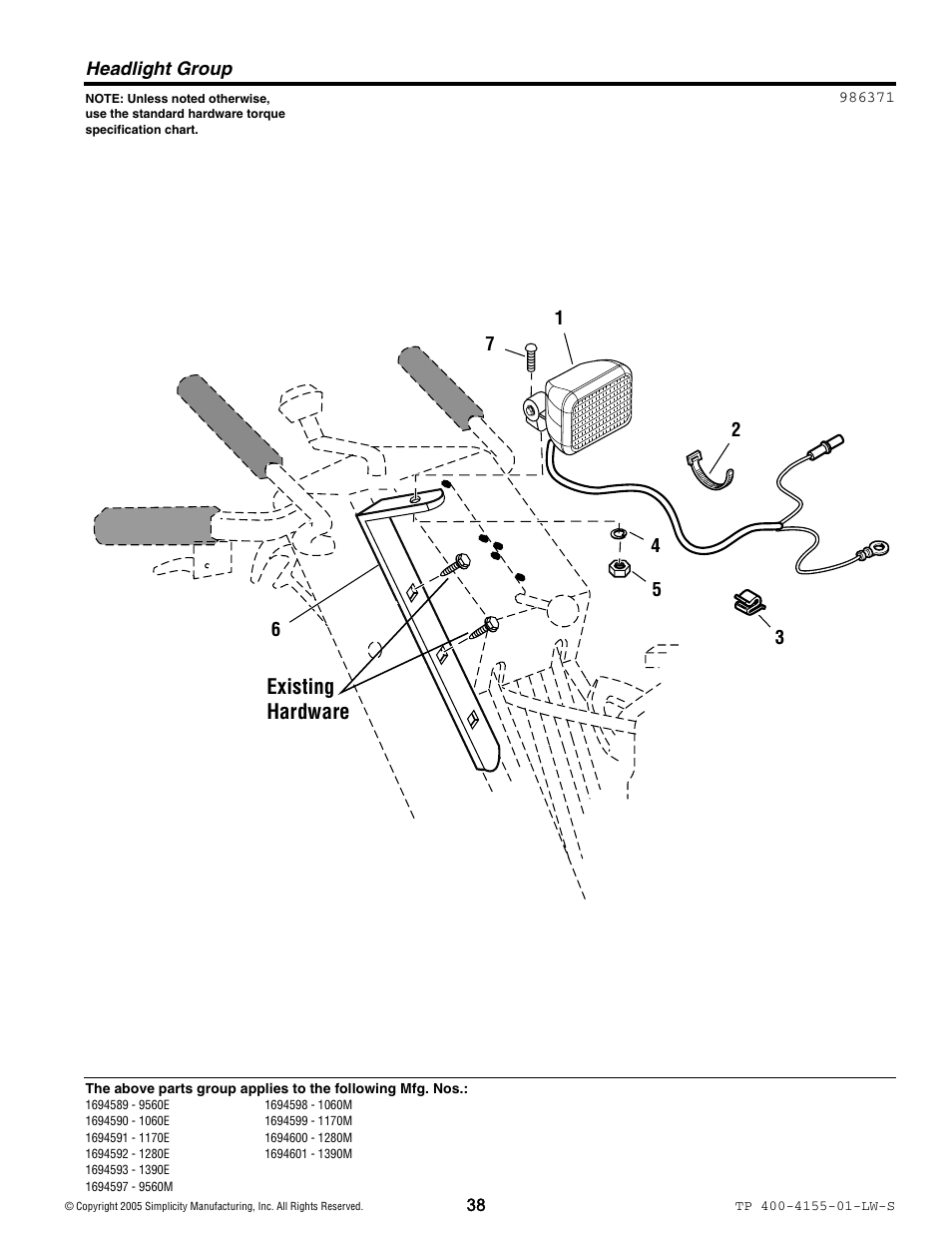 Existing hardware | Simplicity 1060M User Manual | Page 38 / 42