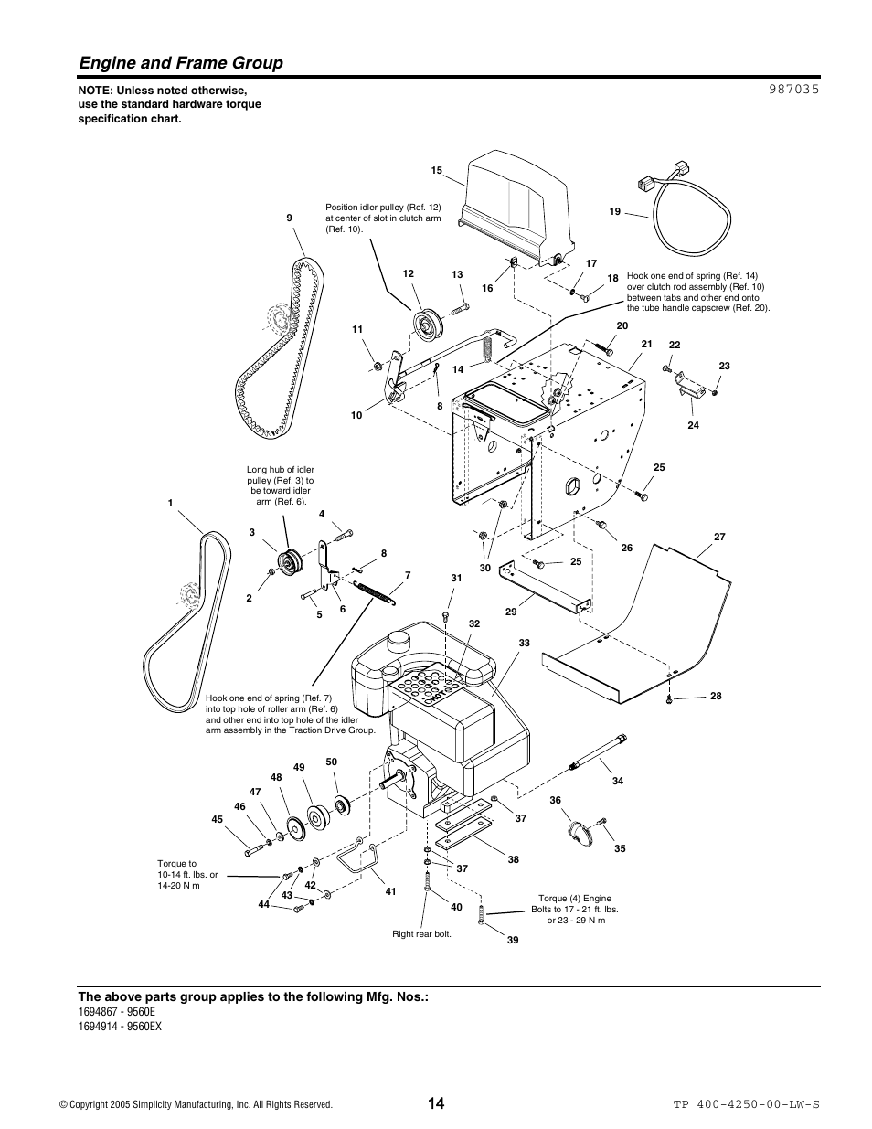 Engine and frame group | Simplicity 1694914 User Manual | Page 14 / 44