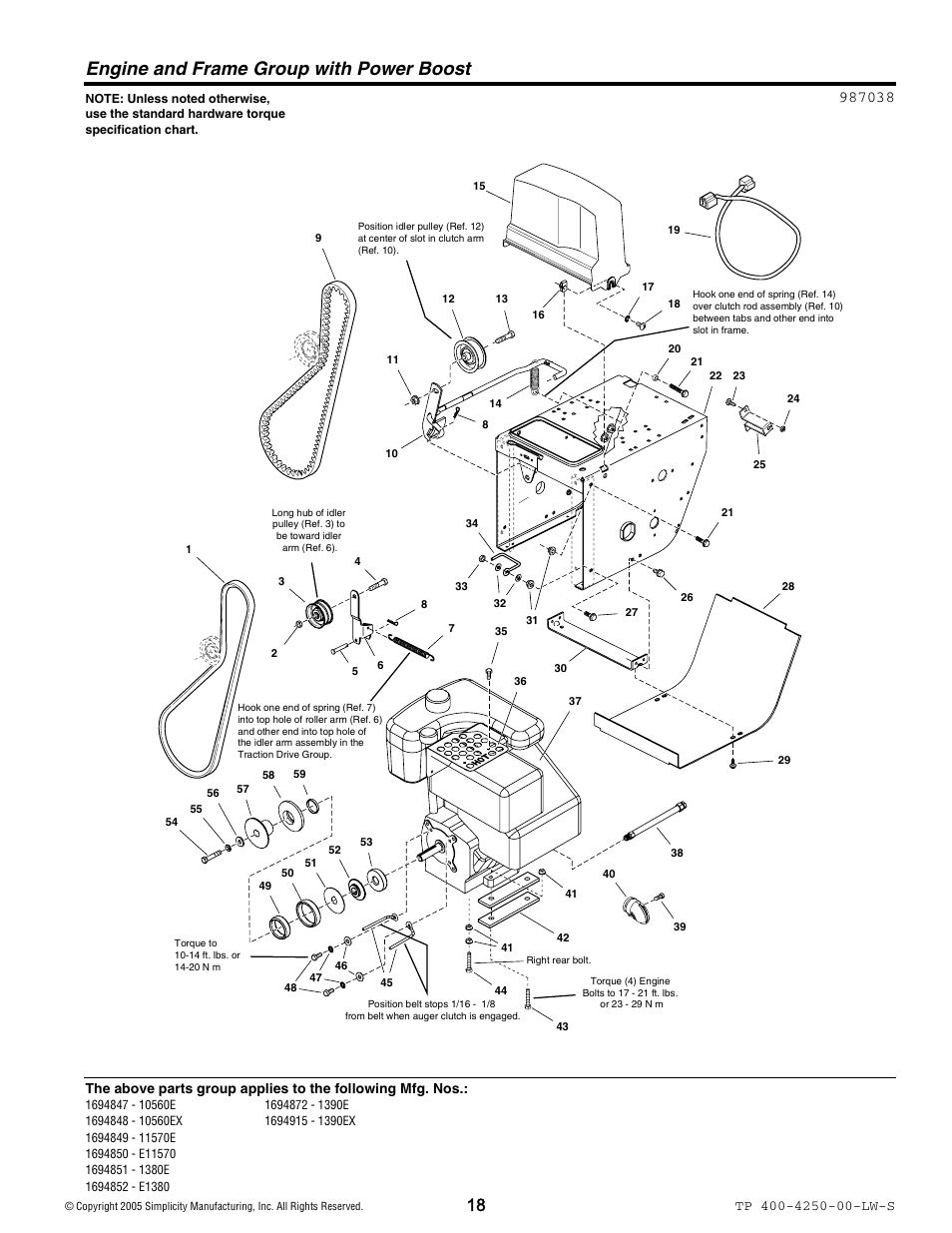 Engine and frame group with power boost | Simplicity 1694914 User Manual | Page 18 / 44