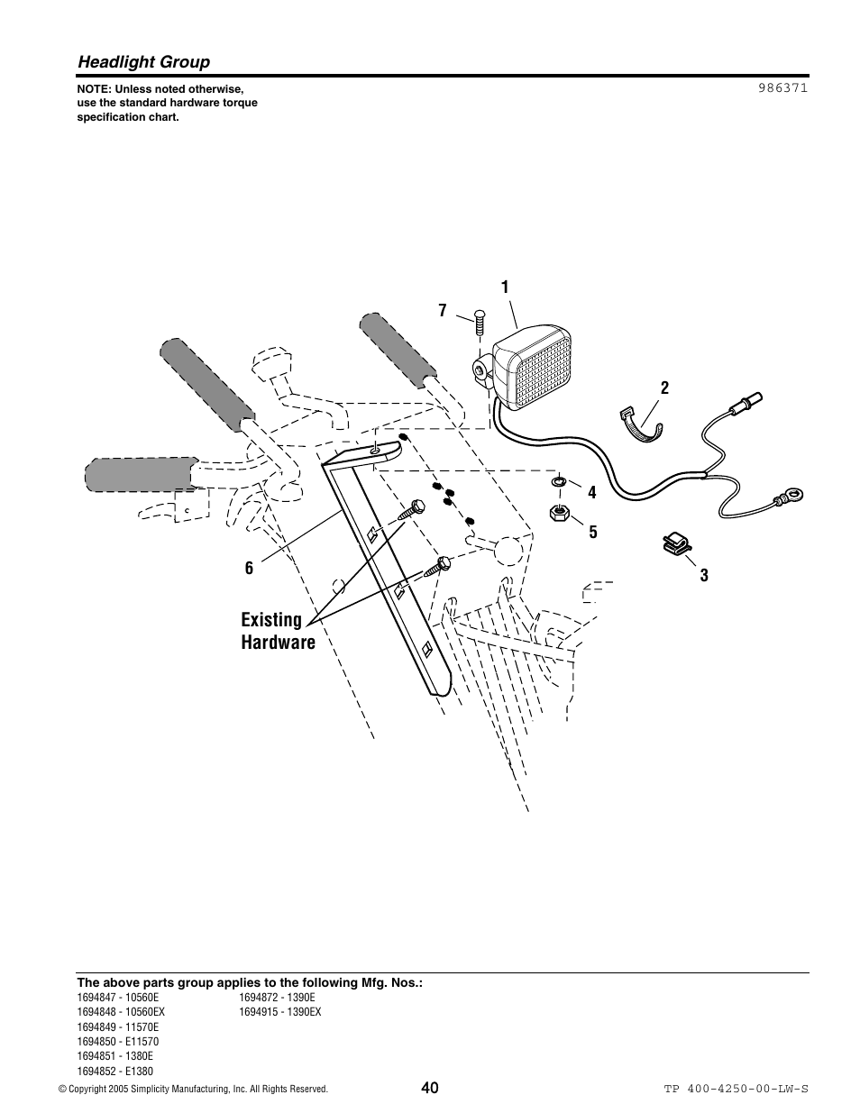 Existing hardware | Simplicity 1694914 User Manual | Page 40 / 44