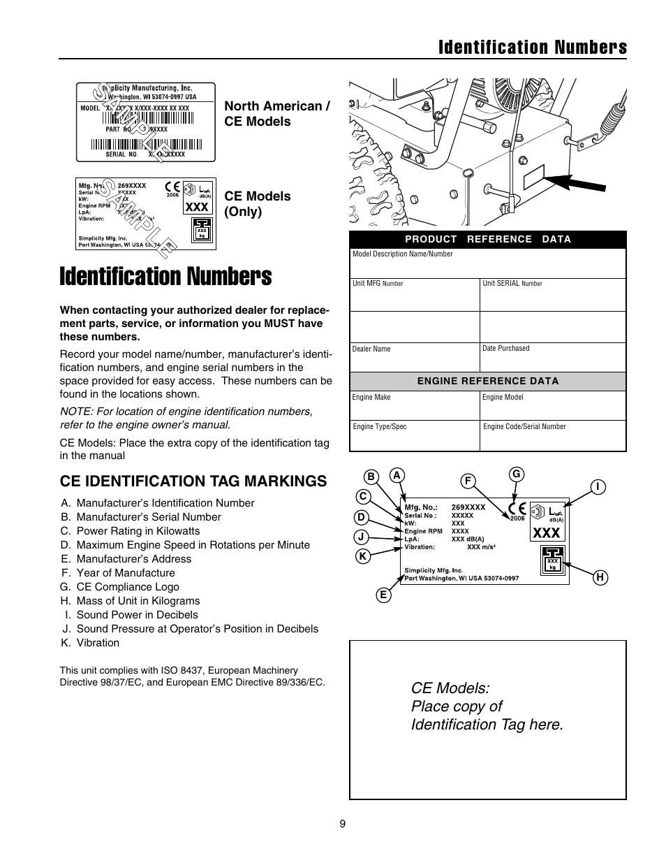 Identification numbers | Simplicity 105308E User Manual | Page 12 / 36