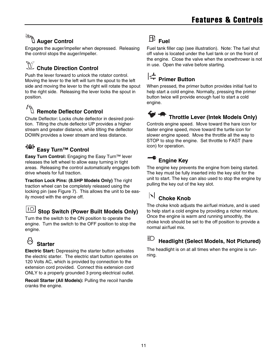 Features & controls | Simplicity 105308E User Manual | Page 14 / 36
