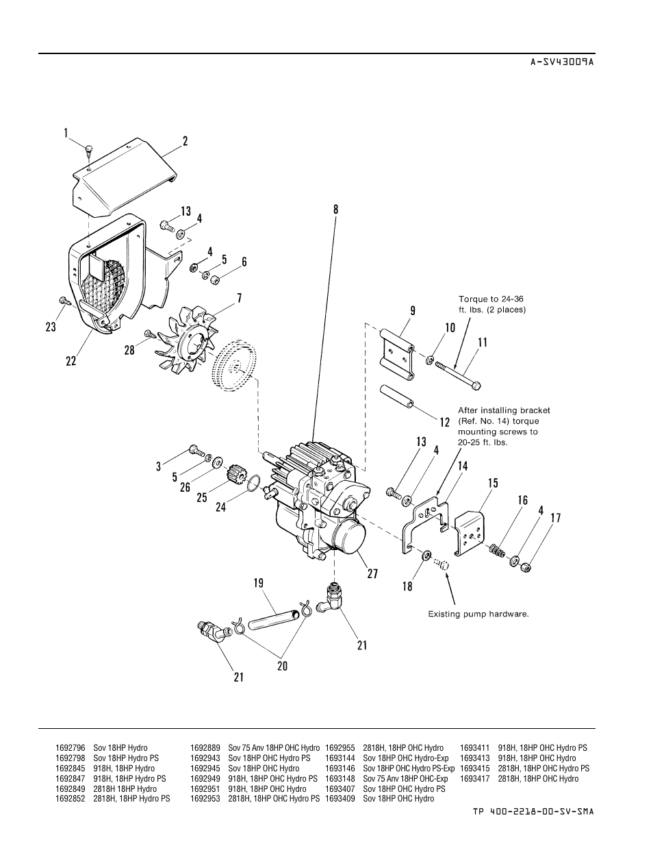 Hydrostatic pump group | Simplicity SOVEREIGN TP 400-2218-00-SV-SMA User Manual | Page 20 / 76