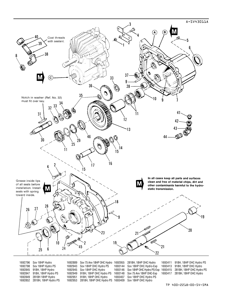 Transmission group | Simplicity SOVEREIGN TP 400-2218-00-SV-SMA User Manual | Page 24 / 76