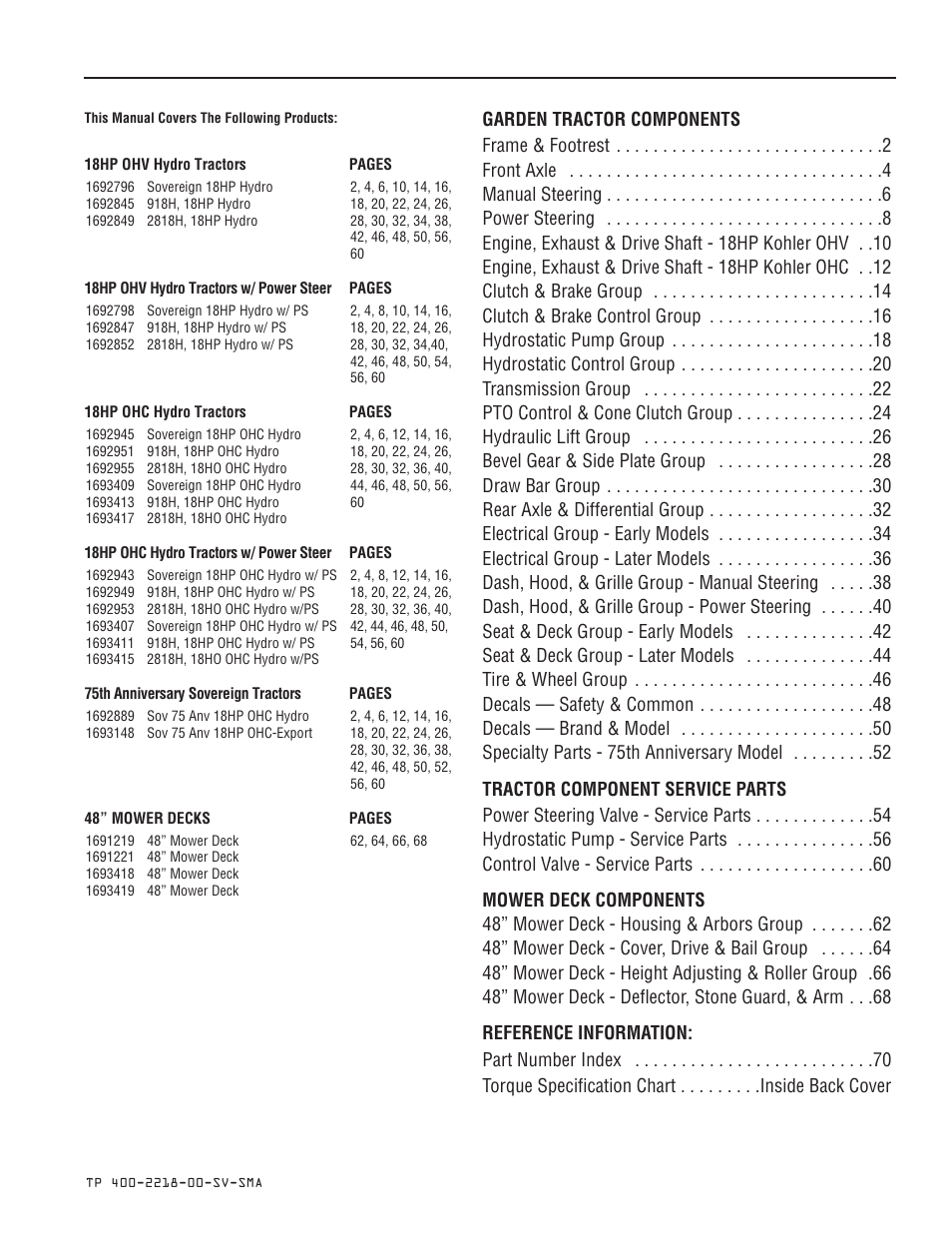 Simplicity SOVEREIGN TP 400-2218-00-SV-SMA User Manual | Page 3 / 76