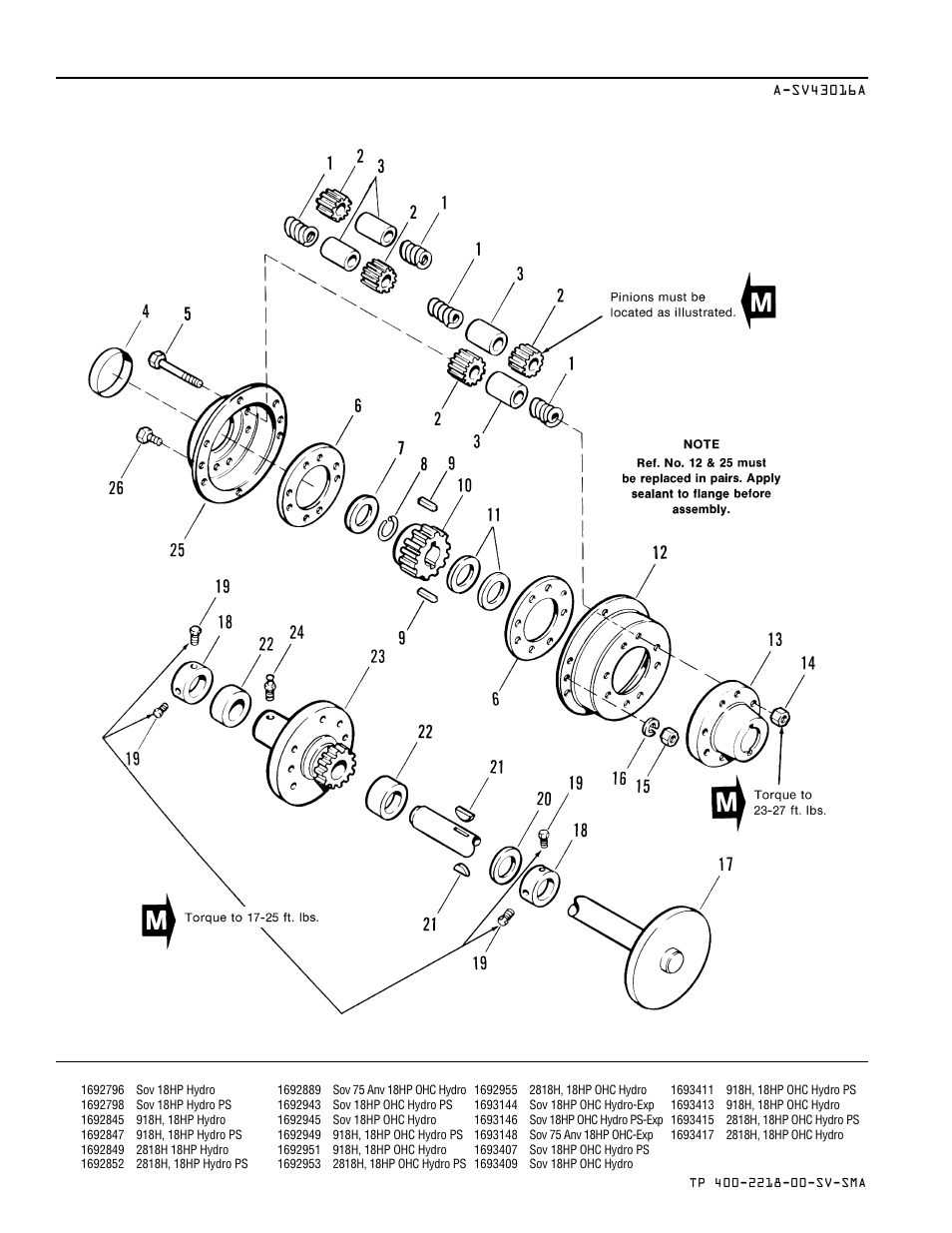 Rear axle & differential group | Simplicity SOVEREIGN TP 400-2218-00-SV-SMA User Manual | Page 34 / 76
