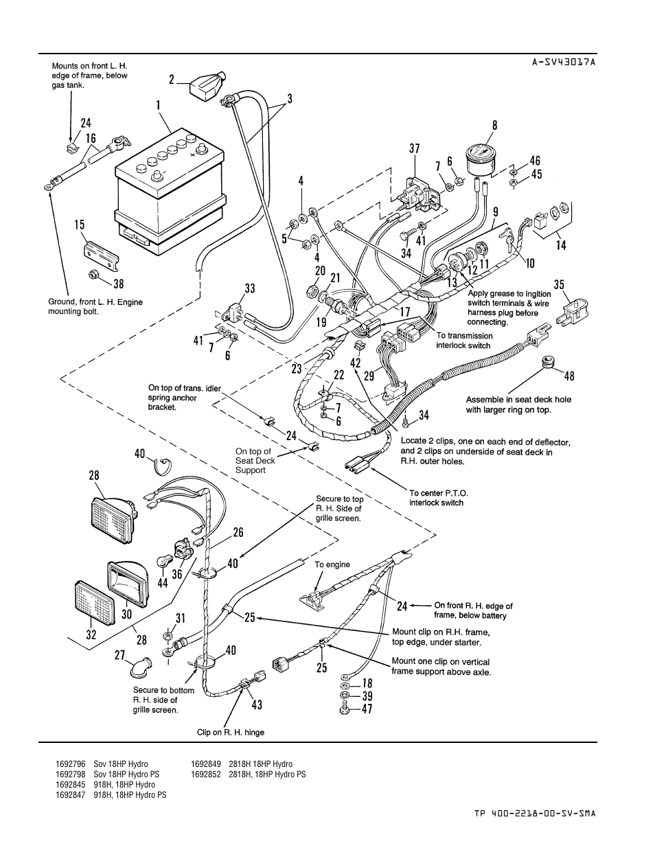 Electrical group - early models | Simplicity SOVEREIGN TP 400-2218-00-SV-SMA User Manual | Page 36 / 76