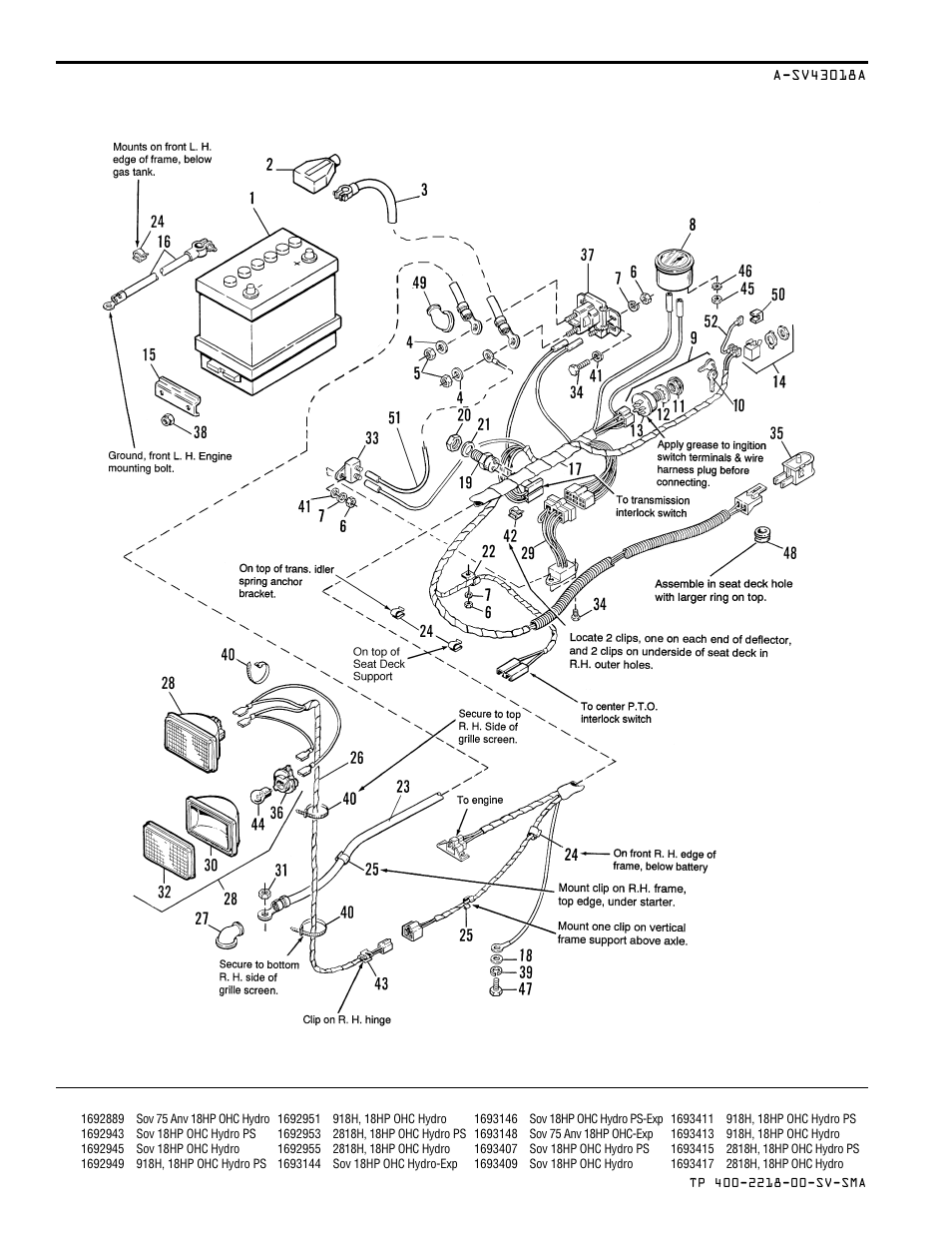 Electrical group - later models | Simplicity SOVEREIGN TP 400-2218-00-SV-SMA User Manual | Page 38 / 76