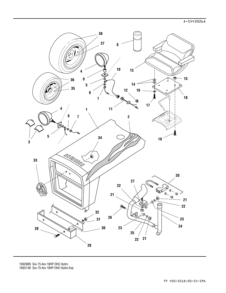 75th anniversary specialty parts | Simplicity SOVEREIGN TP 400-2218-00-SV-SMA User Manual | Page 54 / 76