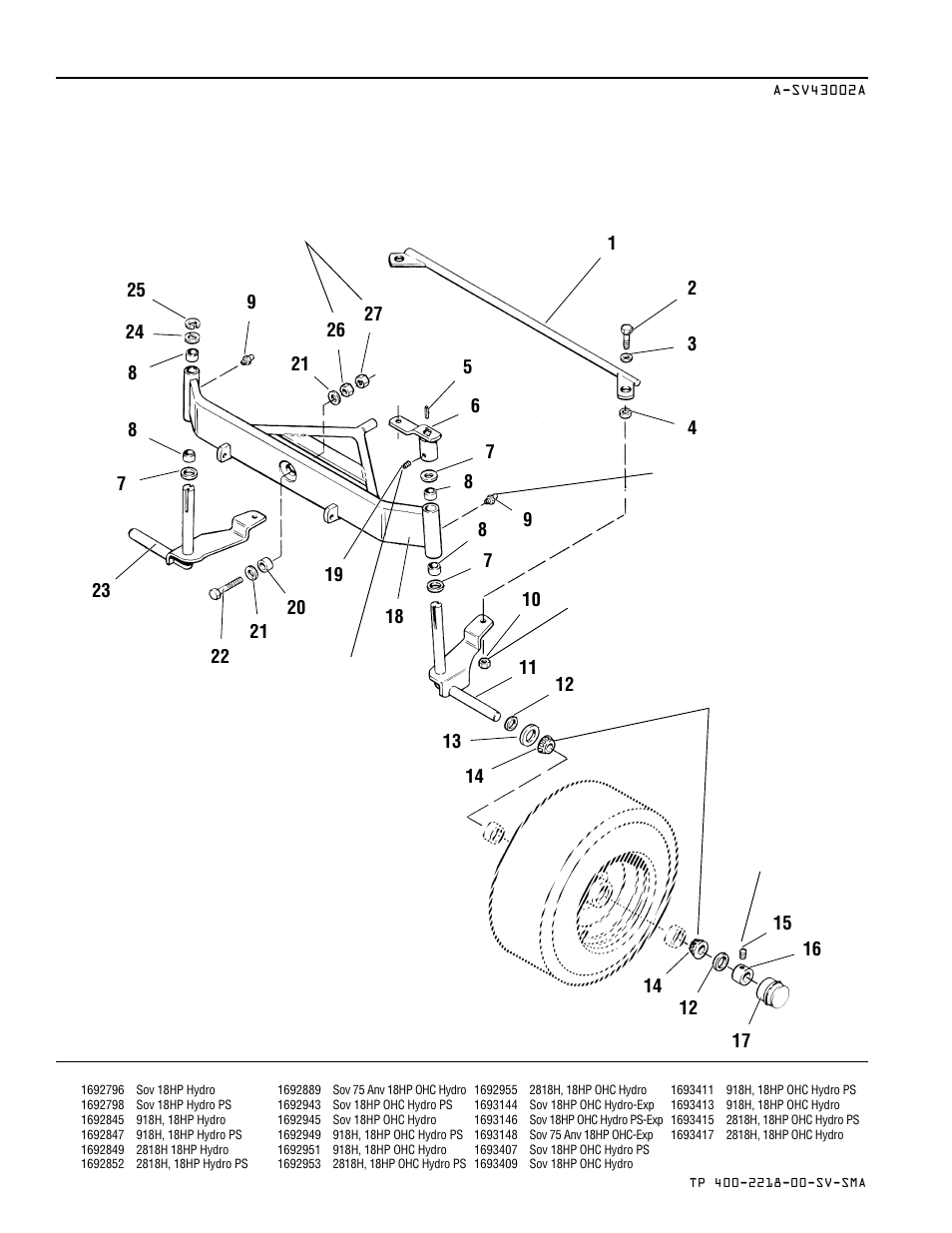 Front axle group | Simplicity SOVEREIGN TP 400-2218-00-SV-SMA User Manual | Page 6 / 76