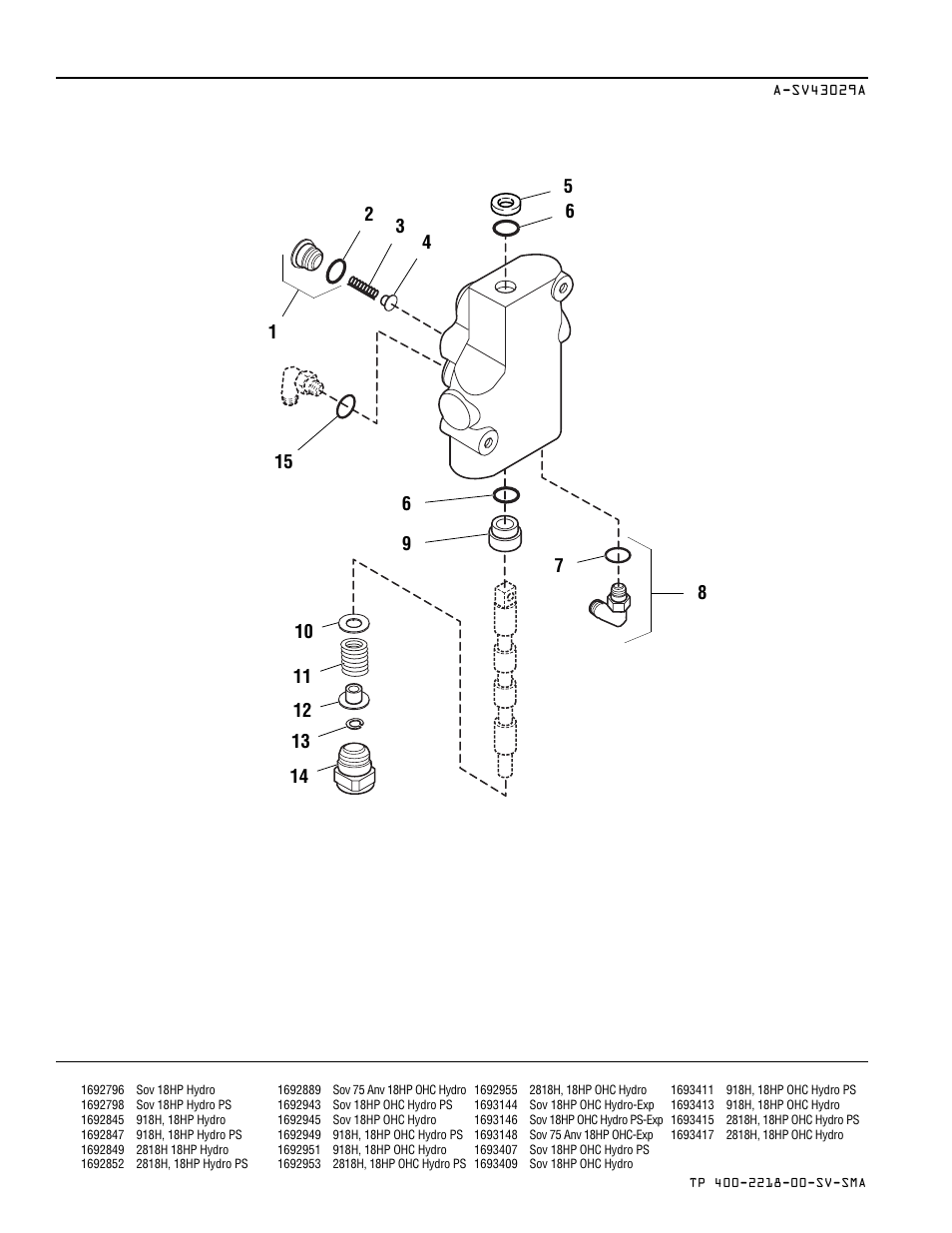 Control valve service parts | Simplicity SOVEREIGN TP 400-2218-00-SV-SMA User Manual | Page 62 / 76