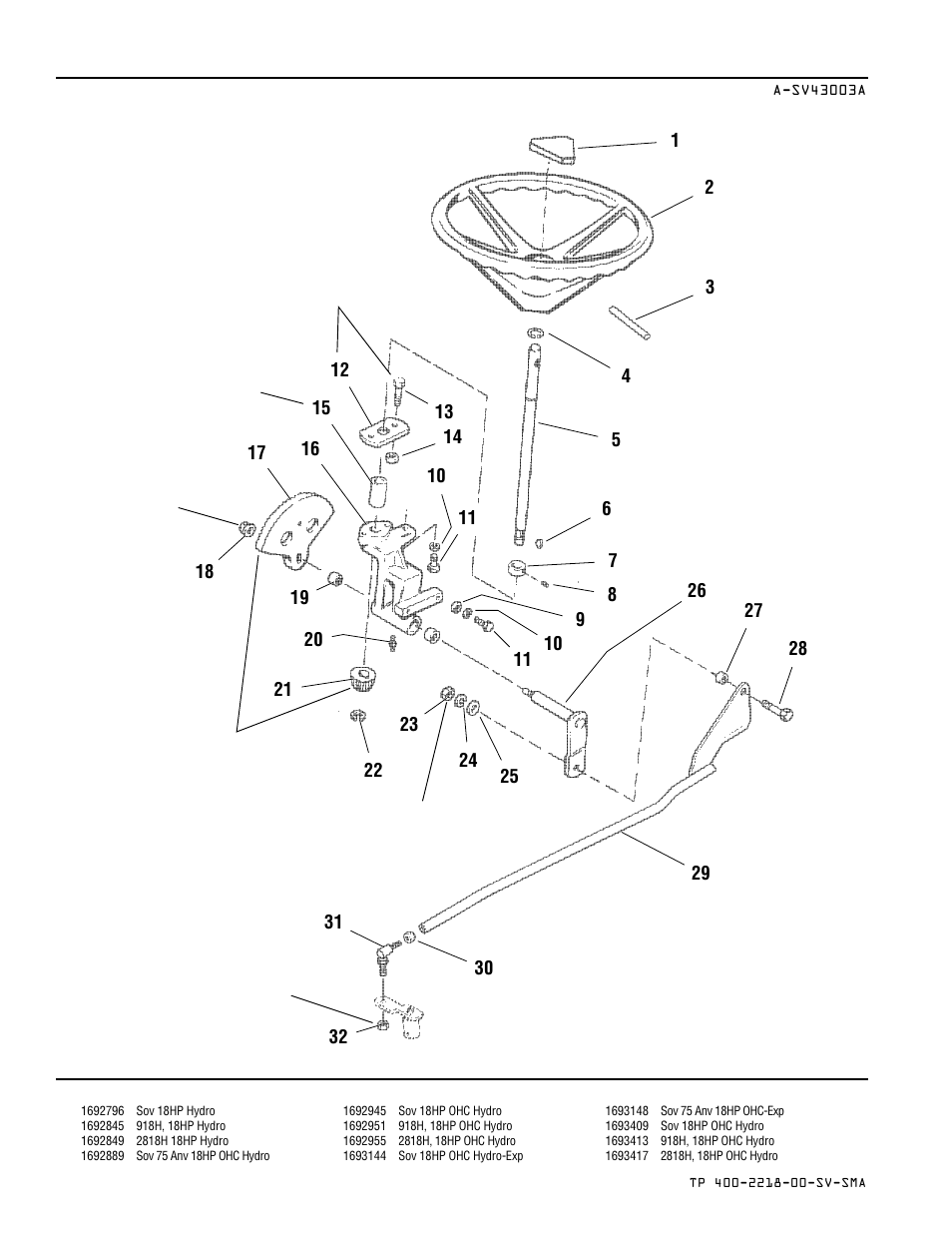 Manual steering group | Simplicity SOVEREIGN TP 400-2218-00-SV-SMA User Manual | Page 8 / 76