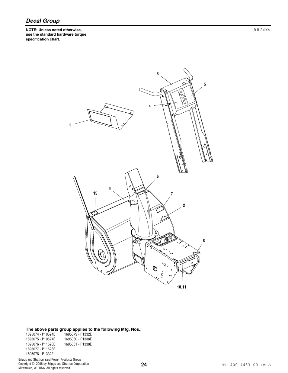 Decal group | Simplicity 1695081 User Manual | Page 24 / 30