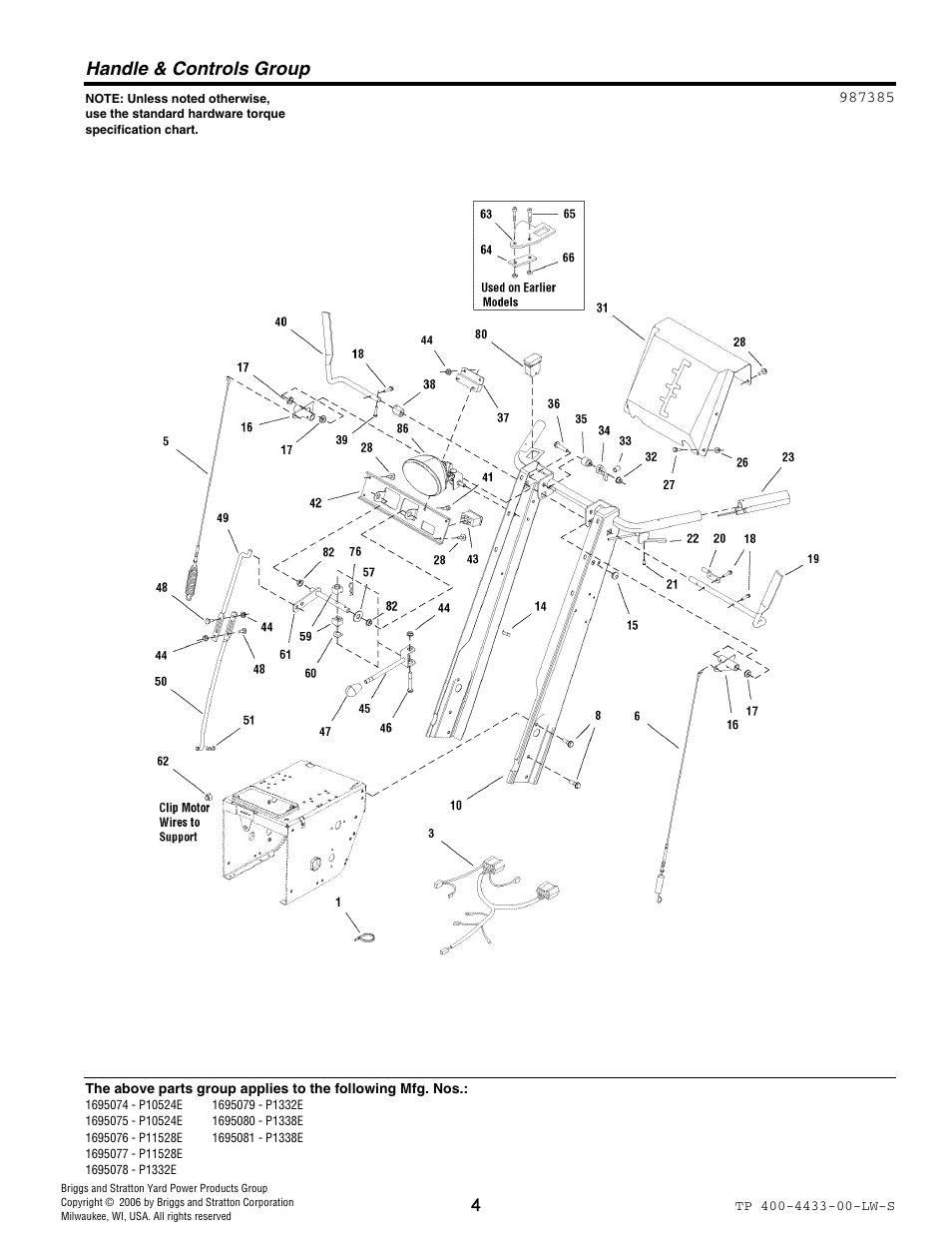 Handle & controls group | Simplicity 1695081 User Manual | Page 4 / 30