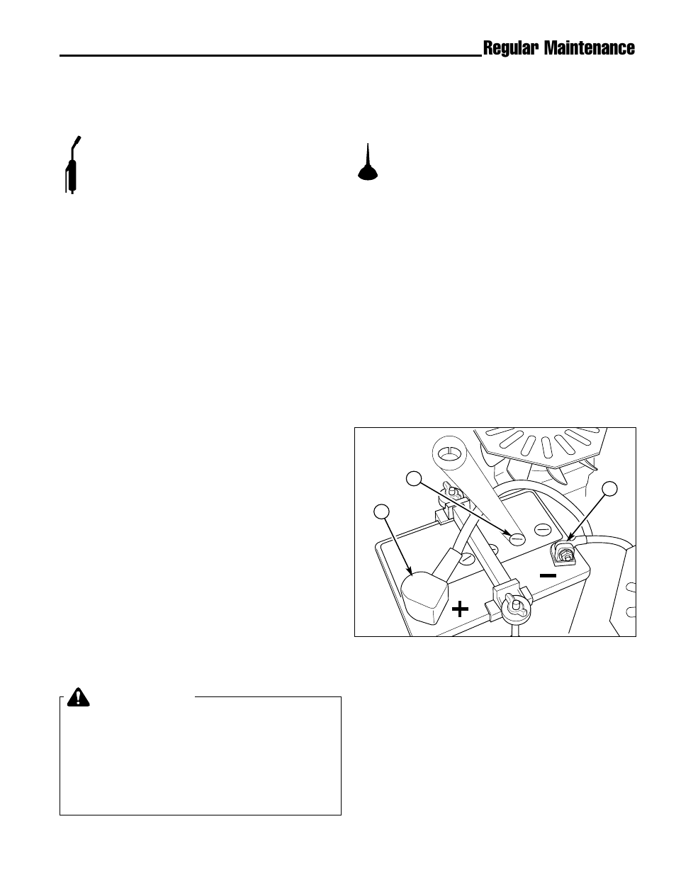 Regular maintenance, Warning, Lubrication | Battery maintenance | Simplicity ZT2148 User Manual | Page 21 / 41