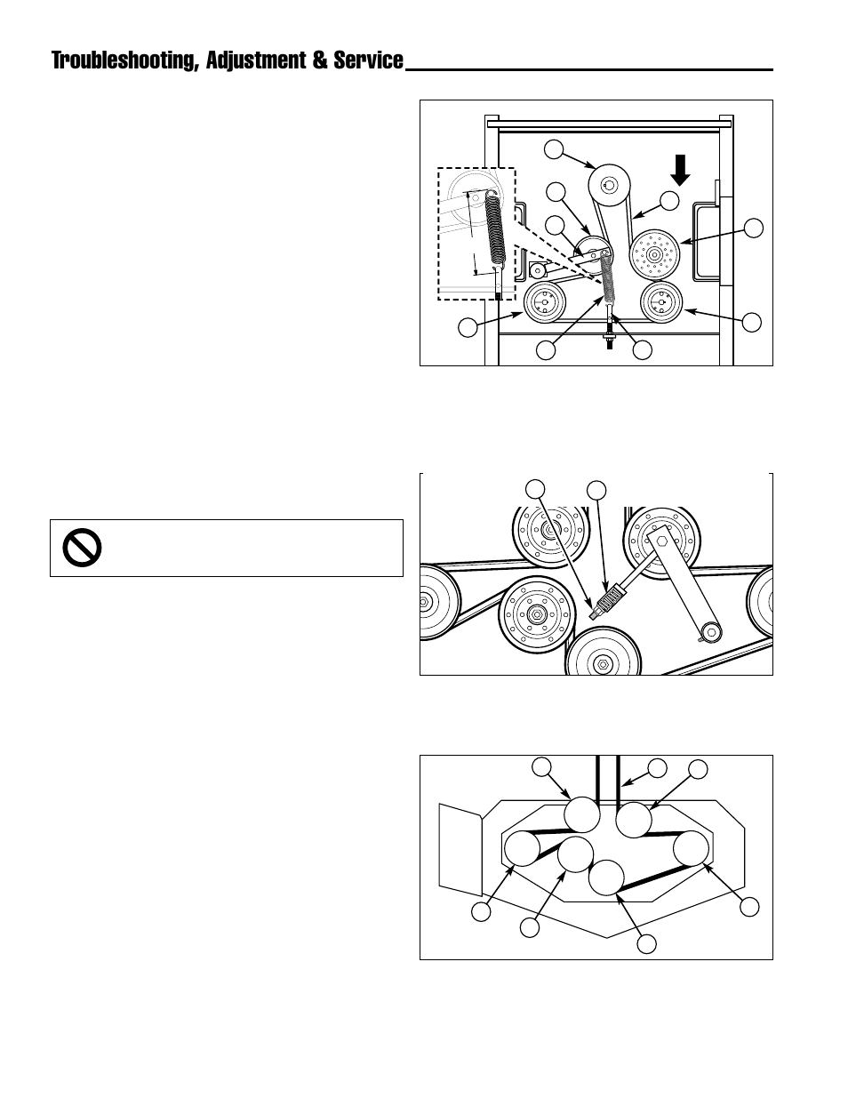 Troubleshooting, adjustment & service, Hydraulic pump drive belt replacement, Mower belt replacement | Simplicity ZT2148 User Manual | Page 30 / 41