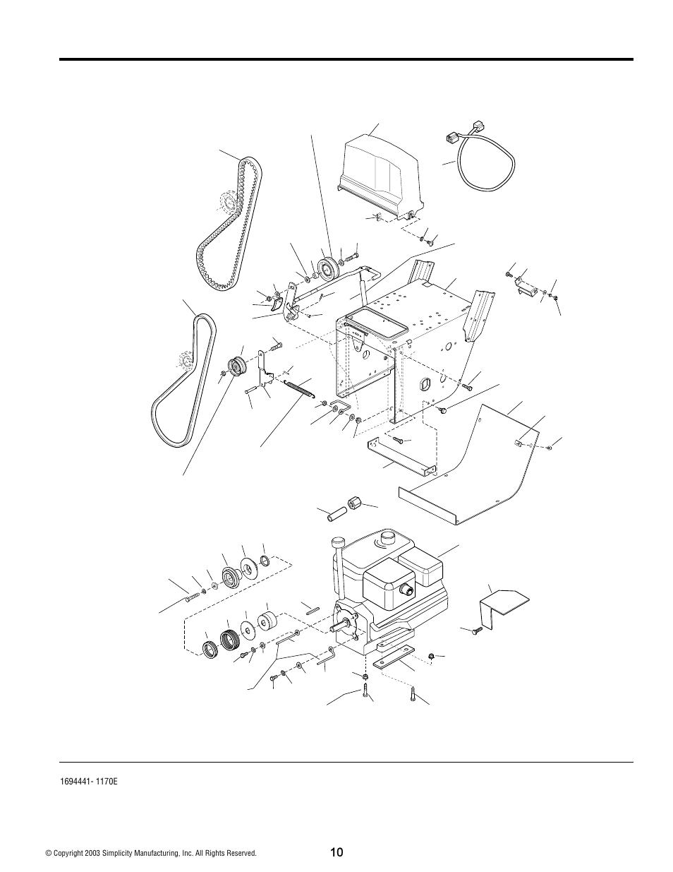 Engine and frame group - 11hp electric start | Simplicity 1170E User Manual | Page 10 / 34