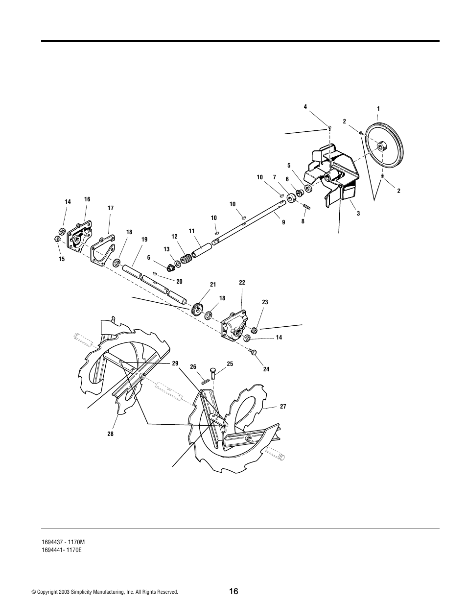 Auger and impeller group - 28 | Simplicity 1170E User Manual | Page 16 / 34