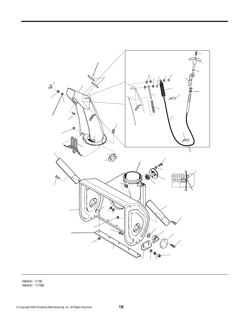 Auger housing and chute group - 28 | Simplicity 1170E User Manual | Page 18 / 34