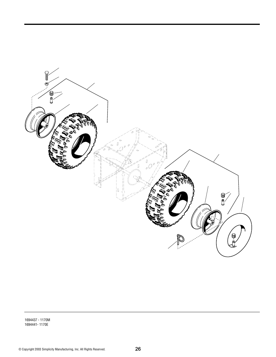 Wheels & tires group | Simplicity 1170E User Manual | Page 26 / 34