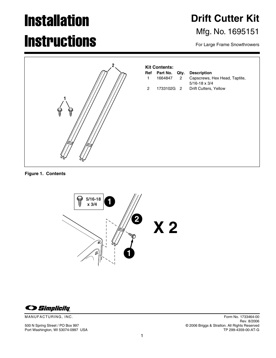 Simplicity 1695151 User Manual | 1 page