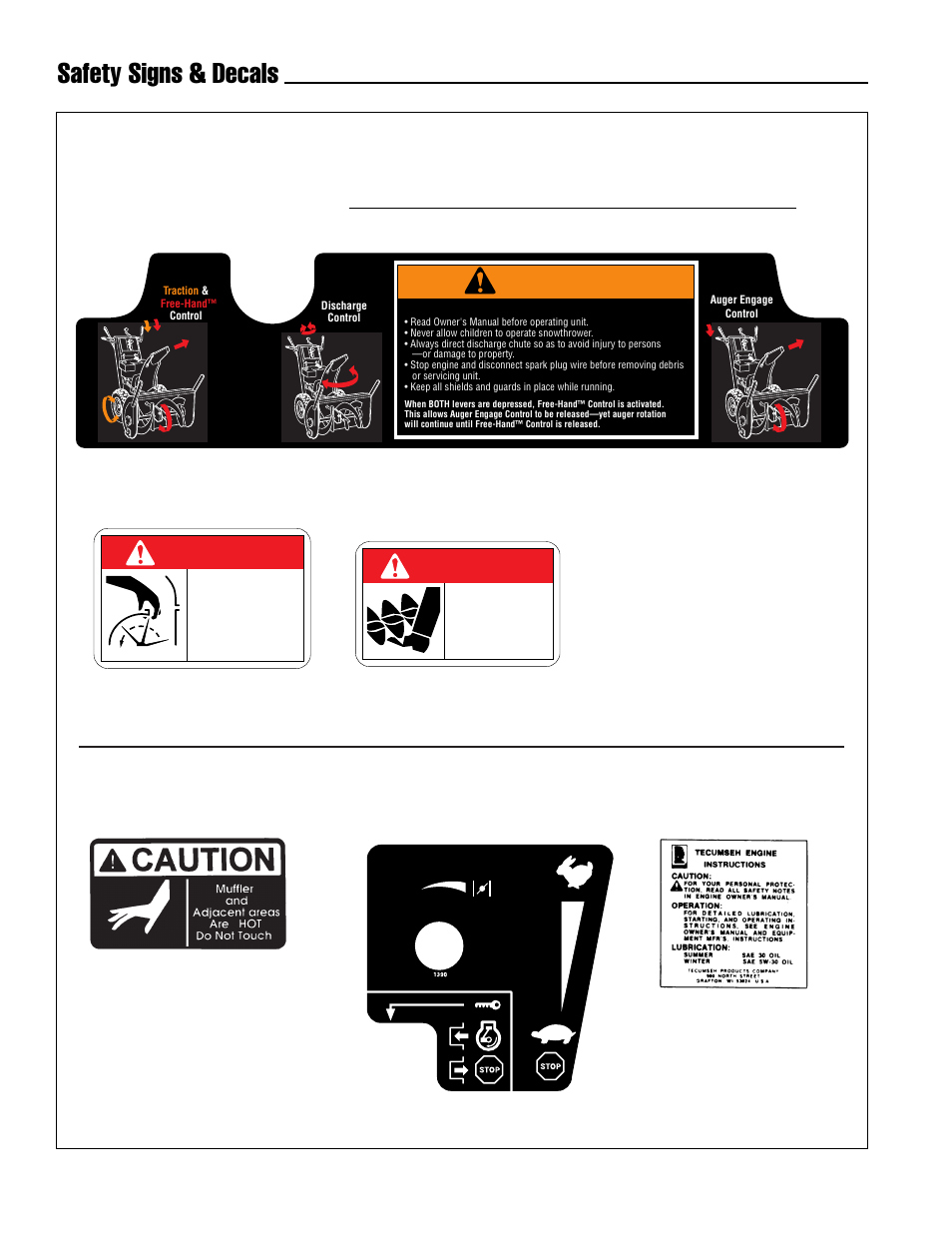 Warning, Safety signs & decals, Danger | Safety decals | Simplicity 1691948 User Manual | Page 10 / 27