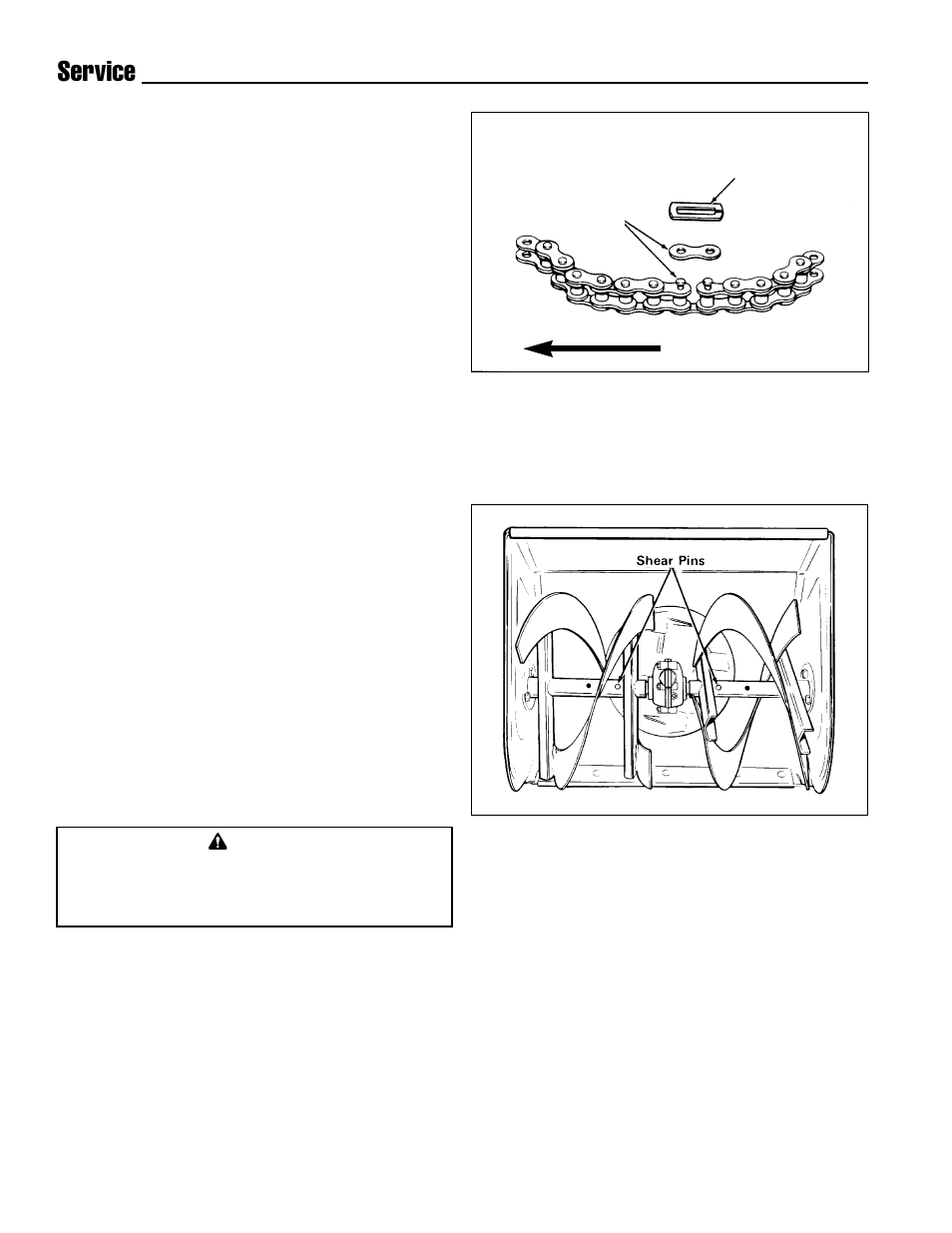 Service, Roller chain replacement, Shear pin replacement | Simplicity 1691948 User Manual | Page 24 / 27