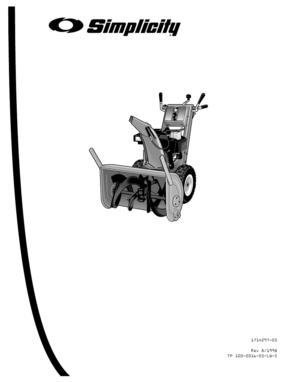 Operator’s manual, Large frame snowthrower models | Simplicity 1691948 User Manual | Page 3 / 27