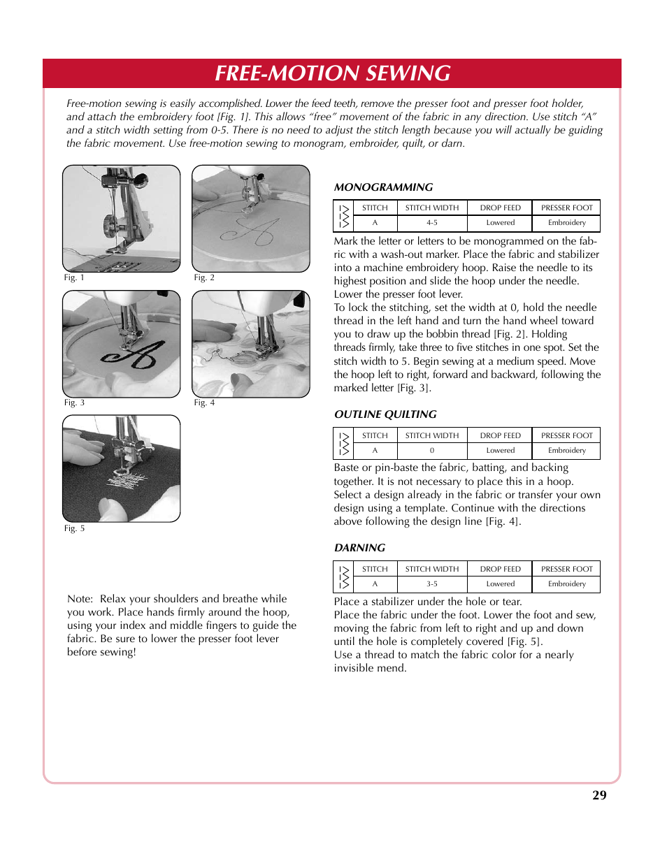 Free-motion sewing | Simplicity SA2200 User Manual | Page 30 / 35