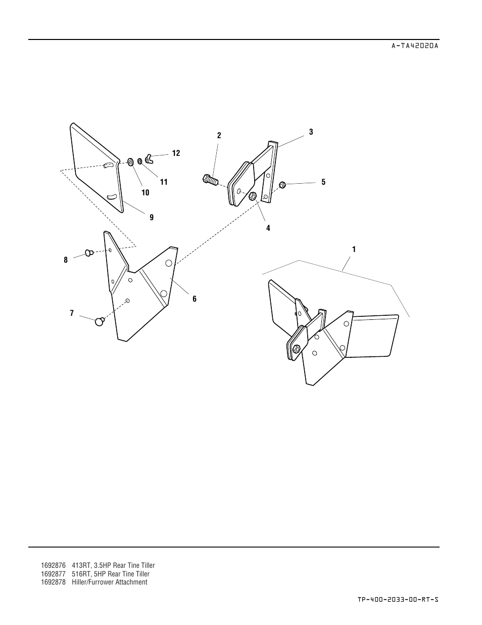 Hiller/furrower attachment (ref. info. only) | Simplicity 516RT User Manual | Page 18 / 22