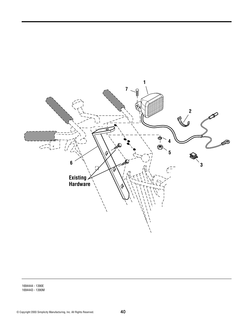 Existing hardware | Simplicity 1390M User Manual | Page 40 / 44
