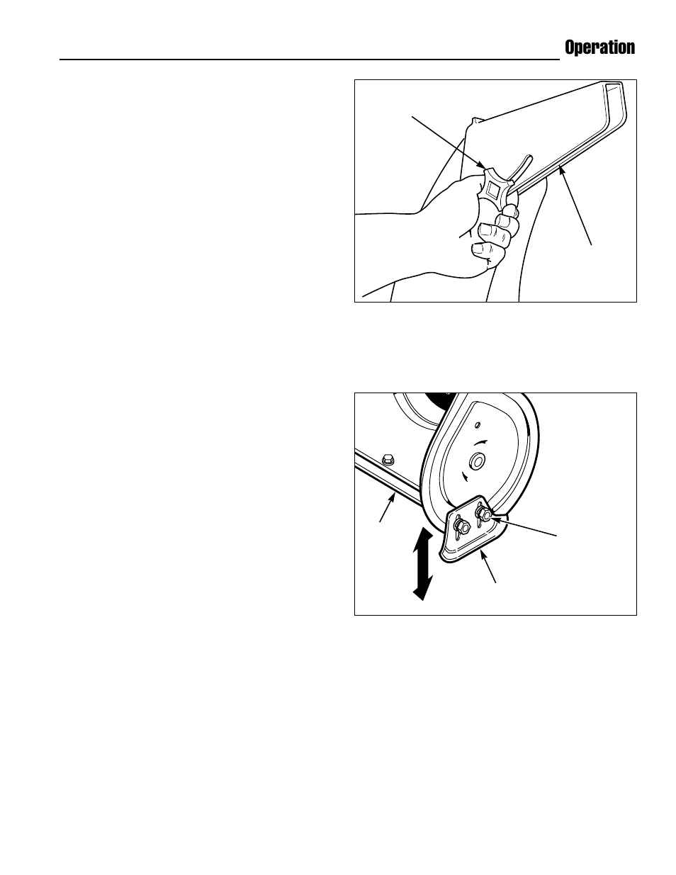 Operation, Deflector, Scraper bar & skid shoes | Simplicity 1693647 555M User Manual | Page 15 / 30
