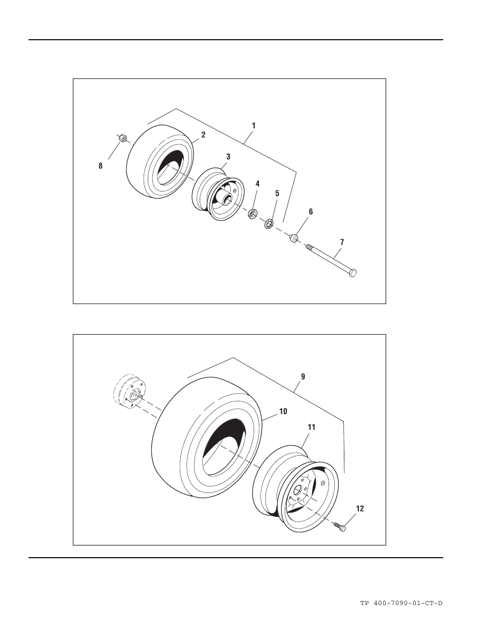 Front wheels & tires rear wheels & tires, Tire & wheel group | Simplicity ZT2348T User Manual | Page 50 / 73
