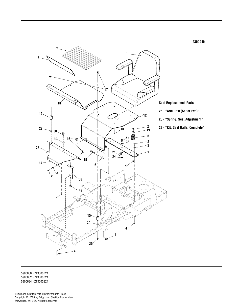 Seat & floor plate group | Simplicity ZT3000 User Manual | Page 22 / 54