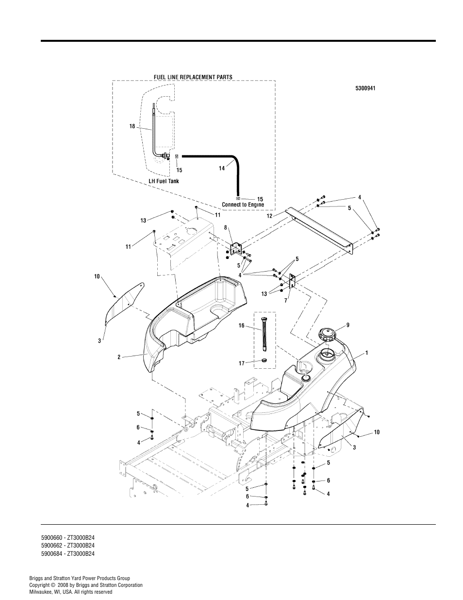 Fuel tank & replacement parts group | Simplicity ZT3000 User Manual | Page 24 / 54