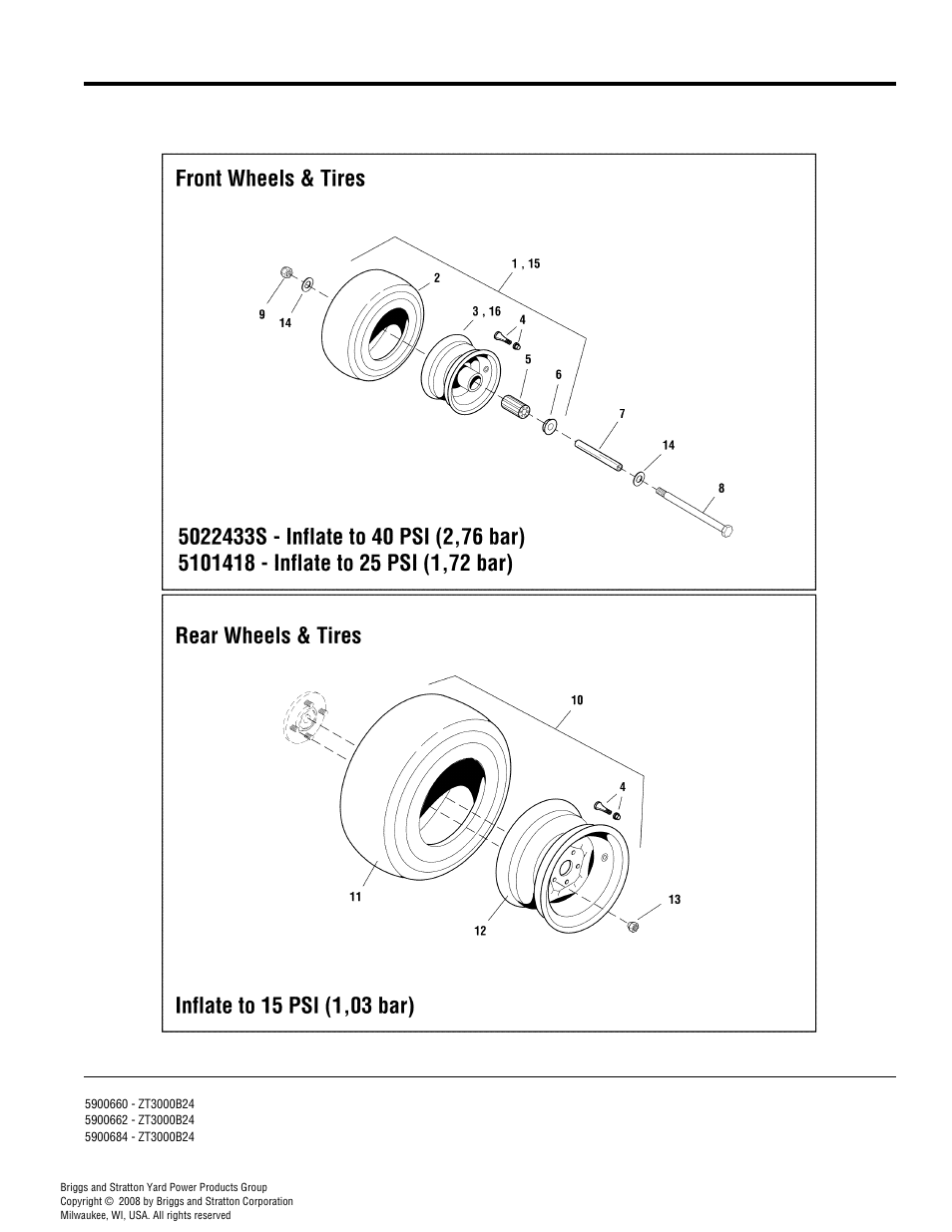 Wheel & tire group | Simplicity ZT3000 User Manual | Page 32 / 54