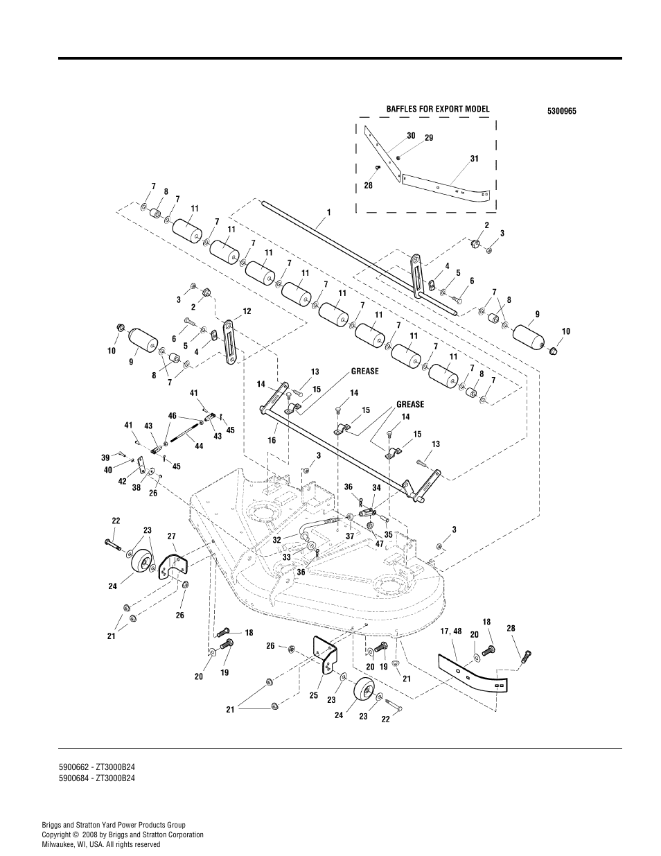 50" mower deck - rollers group | Simplicity ZT3000 User Manual | Page 48 / 54