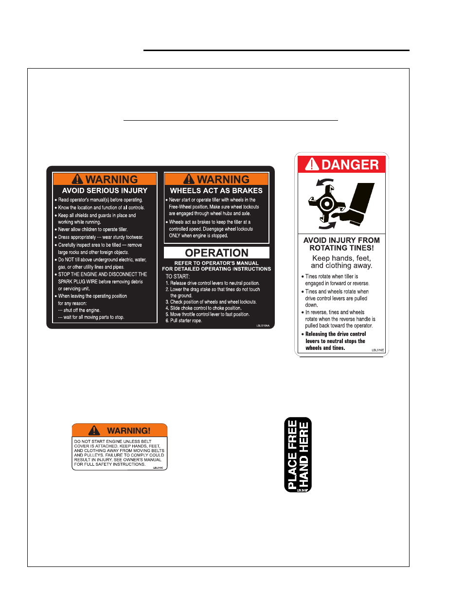 Safety signs & decals, Safety decals | Simplicity 1693704 User Manual | Page 8 / 28
