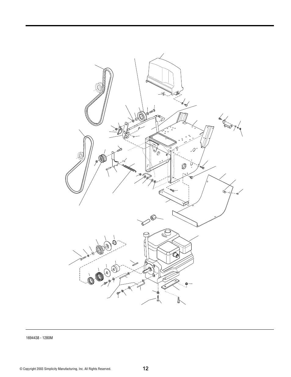 Engine and frame group - 12hp manual start | Simplicity 1280 User Manual | Page 12 / 34